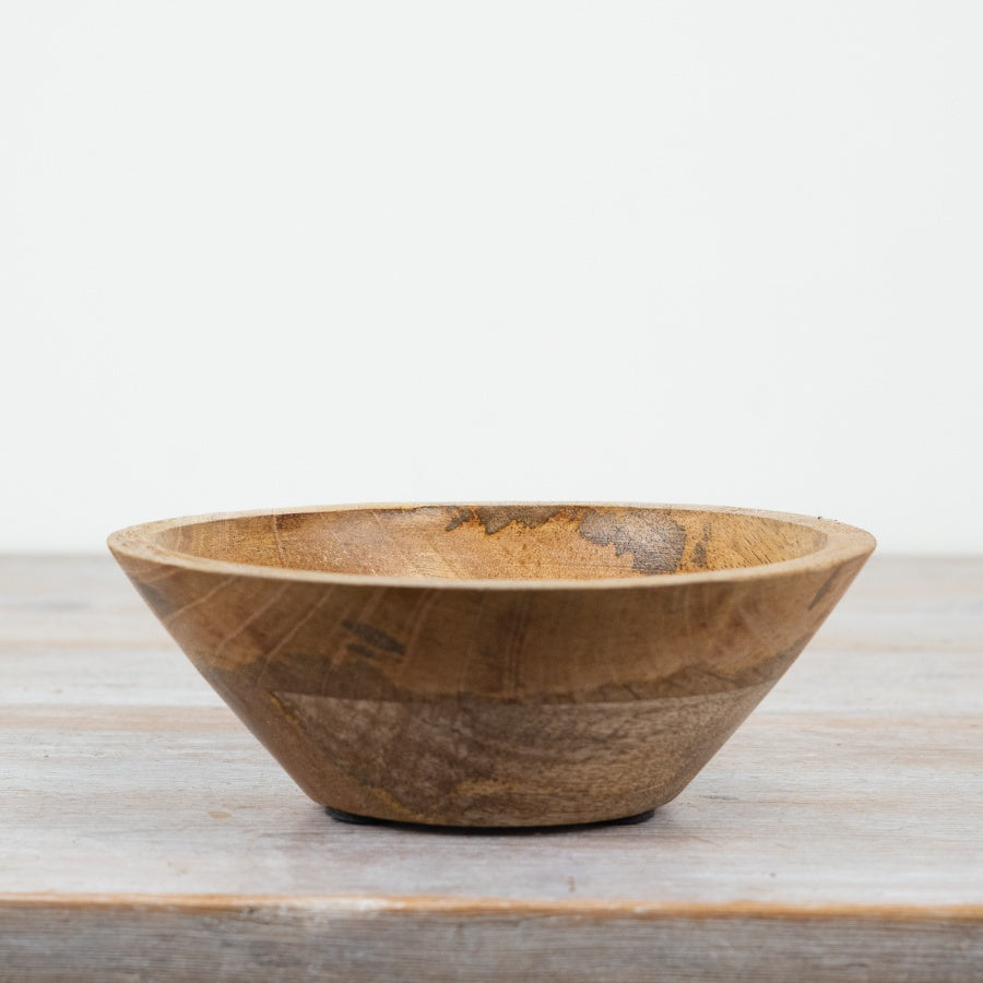 Wood Bowl 17cm Classic Carved Serving Dish Rustic Dining Decor