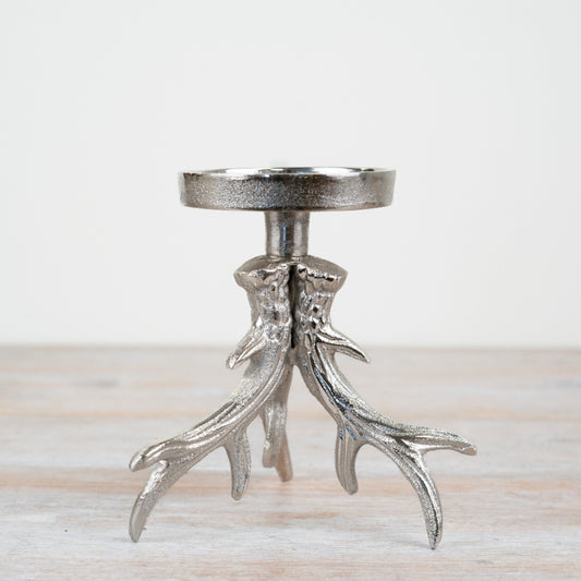 Aluminium Candle Pillar – 15cm Silver Candle Holder, Elegant Home Décor Accent