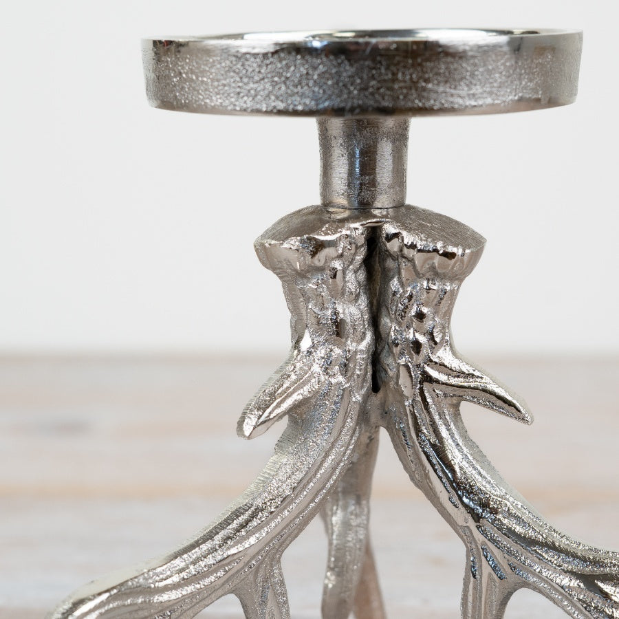 Aluminium Candle Pillar – 15cm Silver Candle Holder, Elegant Home Décor Accent