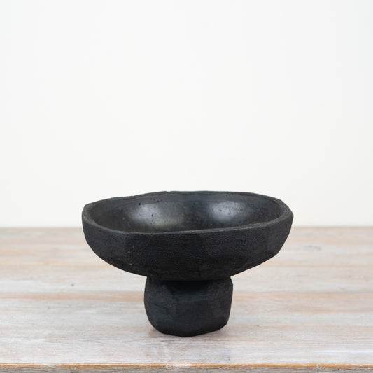 Black Cement Bowl Pot 23cm Modern Planter for Indoor & Outdoor Décor