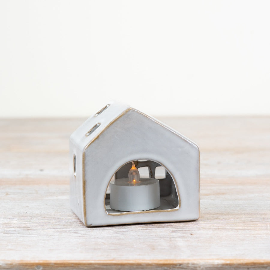 8.2cm Candle House Holder – Ceramic Tealight Lantern for Cozy Home Décor