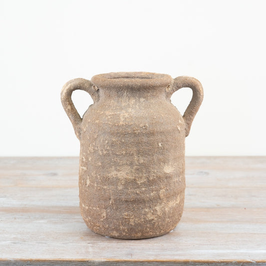 25cm Rustic Vase with Handles – Textured Ceramic Pot, Farmhouse Decorative Accent