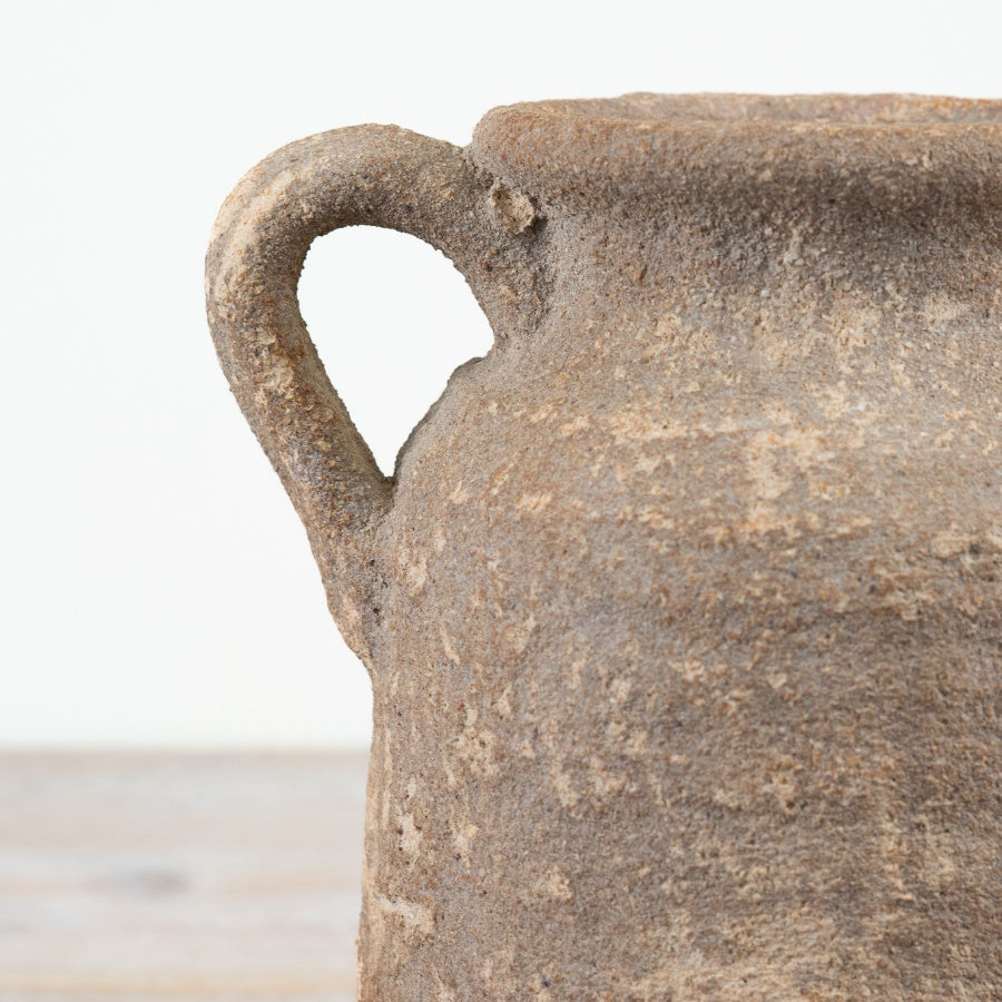 25cm Rustic Vase with Handles – Textured Ceramic Pot, Farmhouse Decorative Accent