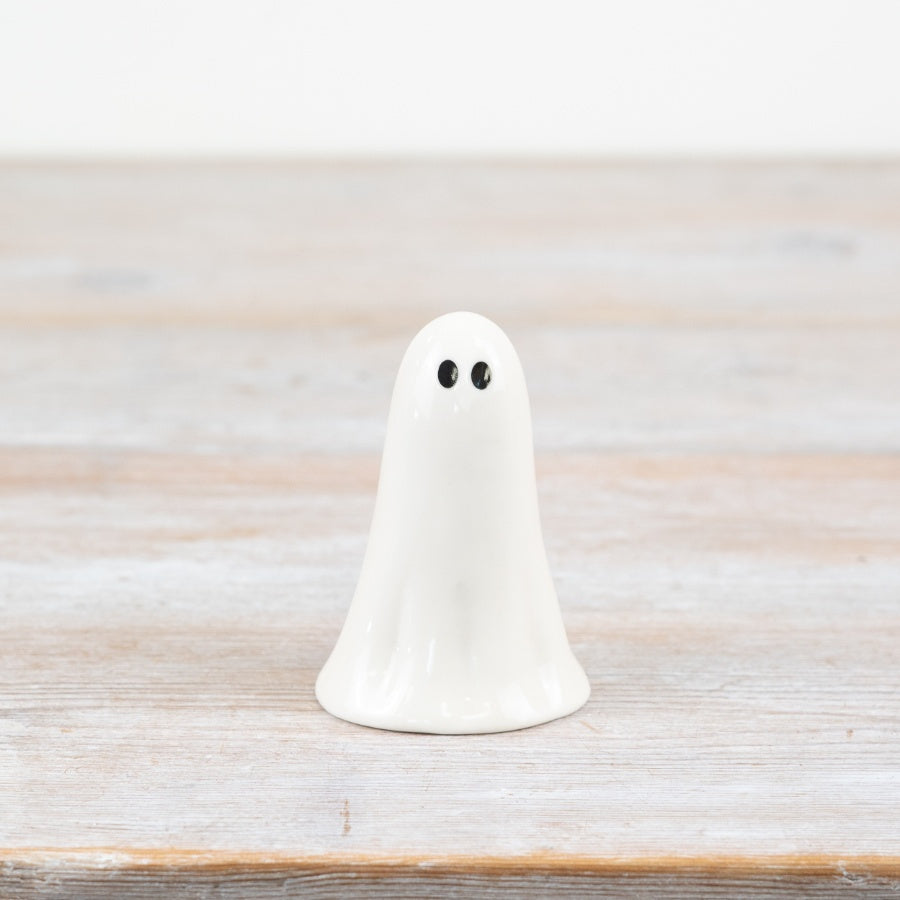 Glossy Ghost Ornament – 8cm Ceramic Halloween Decoration
