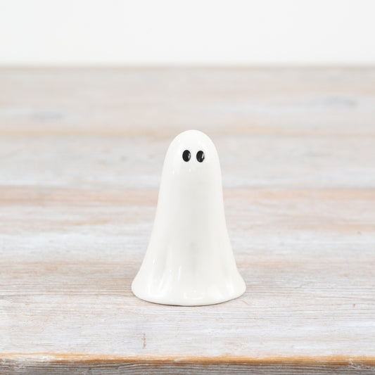 Glossy Ghost Ornament – 8cm Ceramic Halloween Decoration