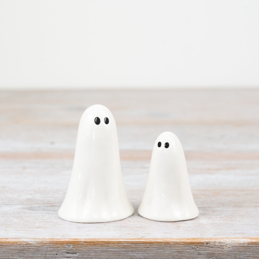 Glossy Ghost Ornament – 8cm Ceramic Halloween Decoration
