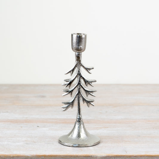 Silver Alumunium Tree Candle Holder, 23cm