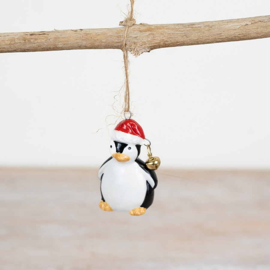 Penguin Tree Hanger – 3.5cm Festive Ornament, Red & White Christmas Decoration