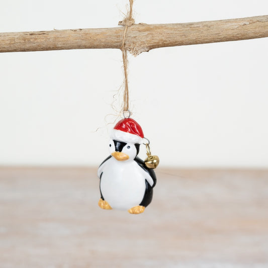 Penguin Tree Hanger – 3.5cm Festive Ornament, Red & White Christmas Decoration