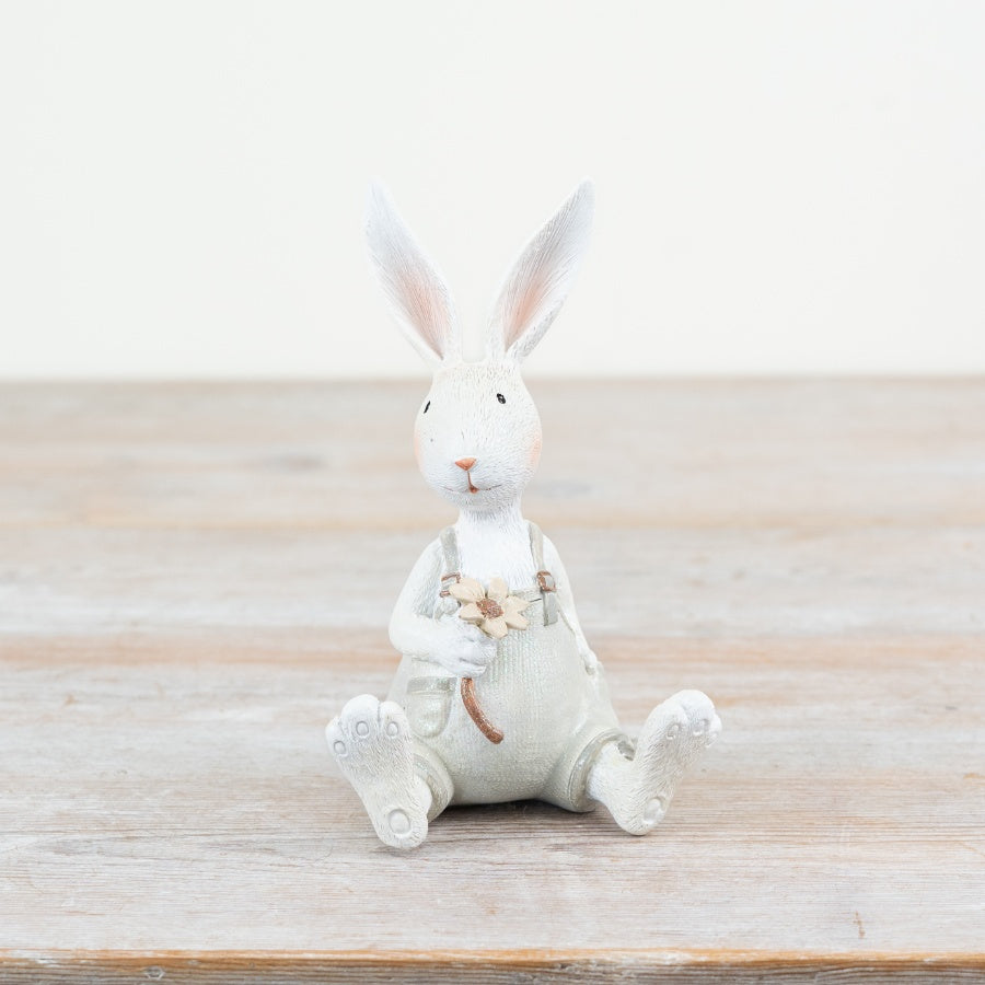 Sitting Rabbit Holding Flower, 15.5cm