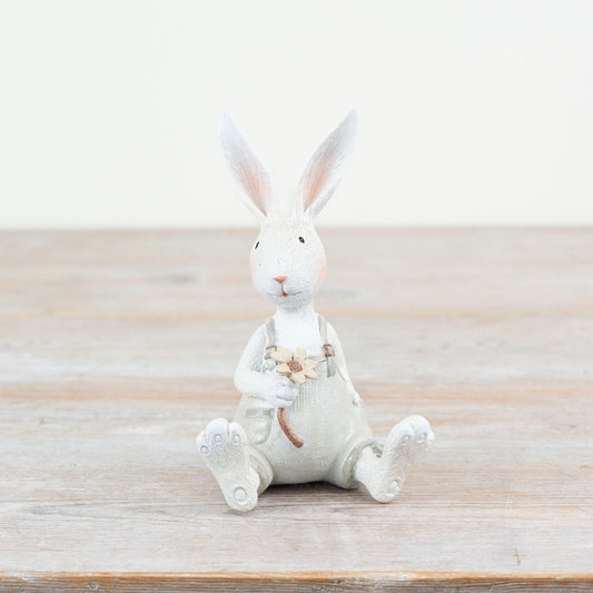 Sitting Rabbit Holding Flower, 15.5cm
