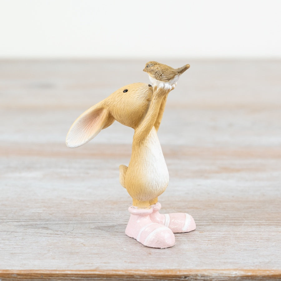 Rabbit Holding Bird Deco, 9cm