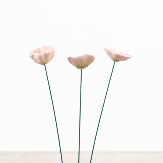 Pink Poppy Flower Garden Stakes 28cm – Decorative Metal Floral Stakes, Outdoor Garden & Planter Décor