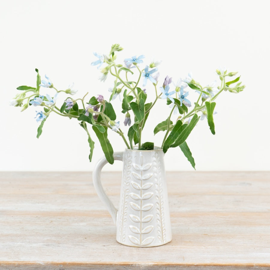 Leaf Design Ceramic Jug 13cm – Stylish Decorative Jug with Natural Glaze Finish