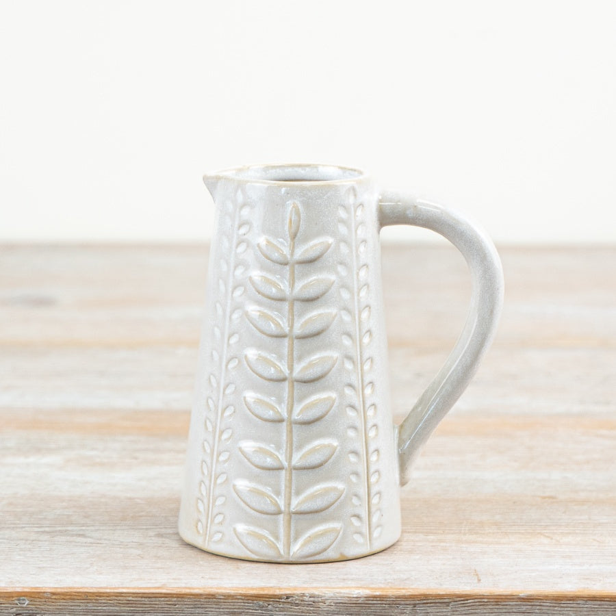 Leaf Design Ceramic Jug 13cm – Stylish Decorative Jug with Natural Glaze Finish