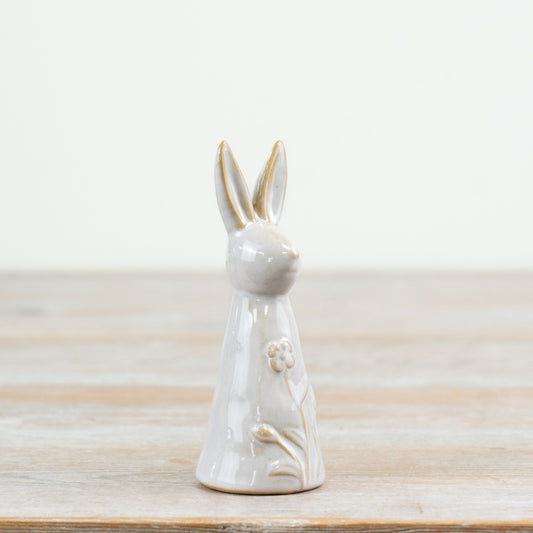Rabbit Ornament 11cm – Floral Ceramic Bunny Decoration, Glossy Glaze Spring Easter Home Decor Accent
