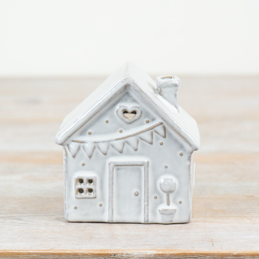 Ceramic Tealight House 11cm – Small Glazed Candle Holder Home Décor
