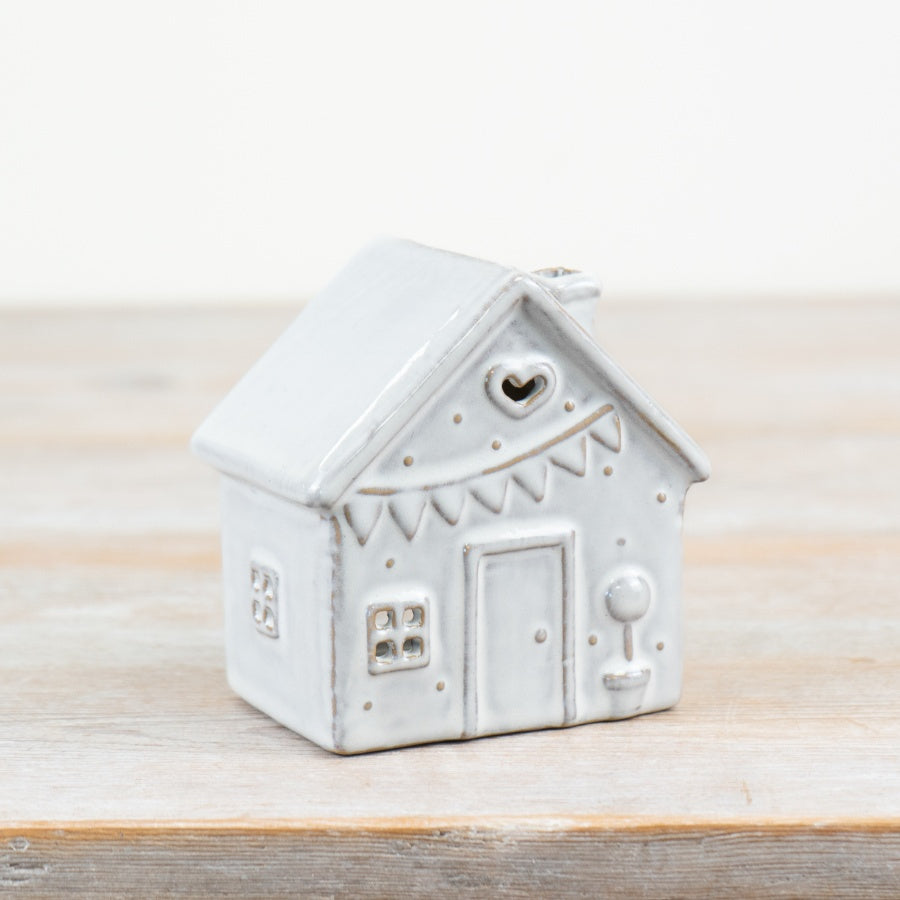 Ceramic Tealight House 11cm – Small Glazed Candle Holder Home Décor