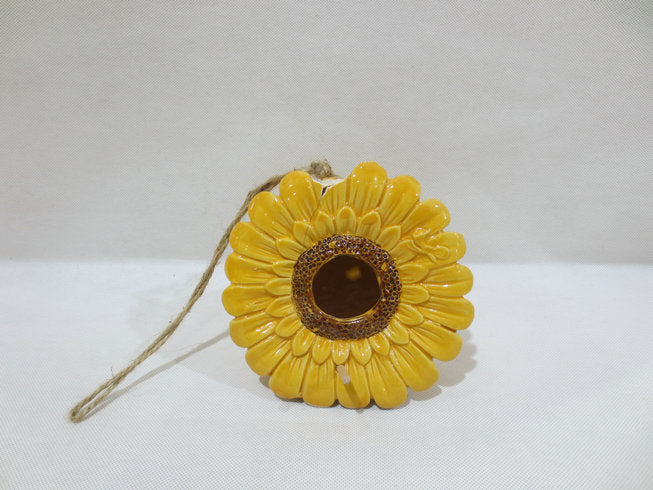 Sunflower Birdhouse 15cm – Hanging Garden Bird House, Decorative Floral Outdoor Nest Box with Jute String