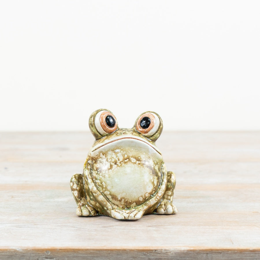 Set of 2 Terracotta Frog Ornaments 10cm – Decorative Garden and Home Figurines