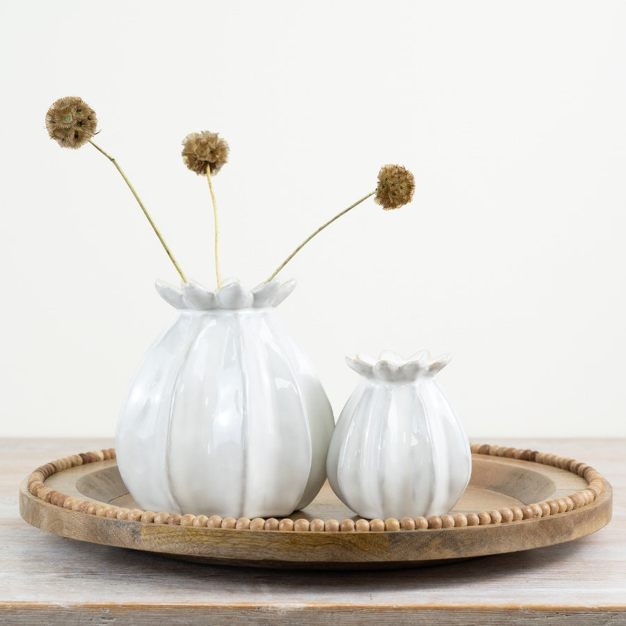 Poppy Bud Vase – 16cm Rustic Farmhouse Ceramic, Spring Flower Display