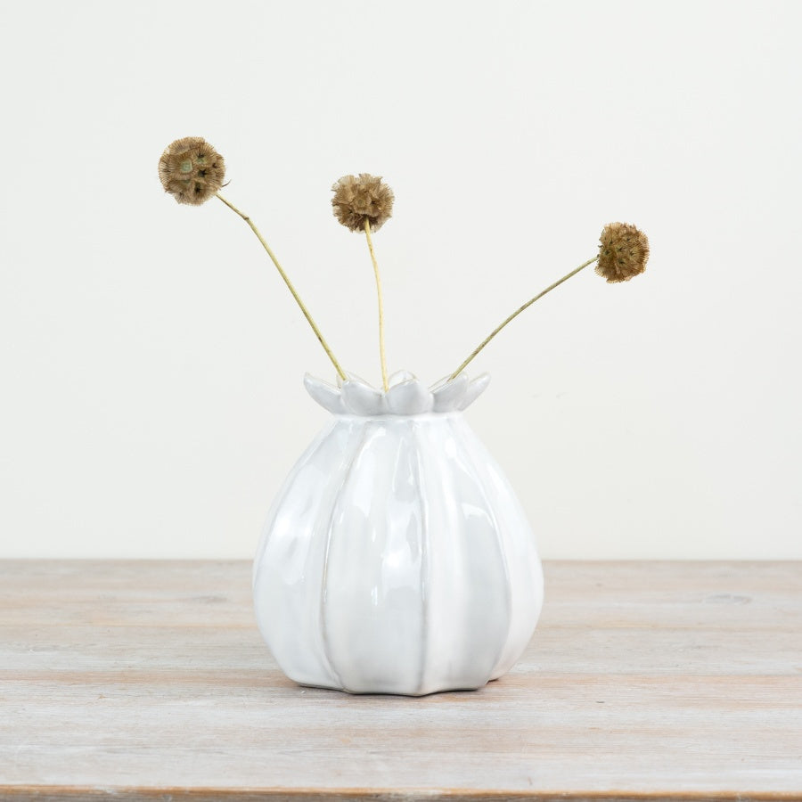 Poppy Bud Vase – 16cm Rustic Farmhouse Ceramic, Spring Flower Display