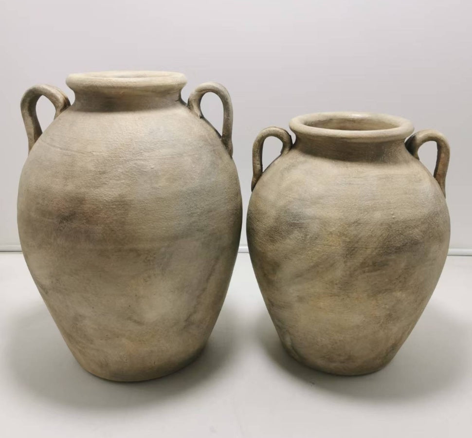 Gavi Vase with Handles 32cm – Large Rustic Ceramic Vase, Handmade Decorative Jug for Statement Home Styling
