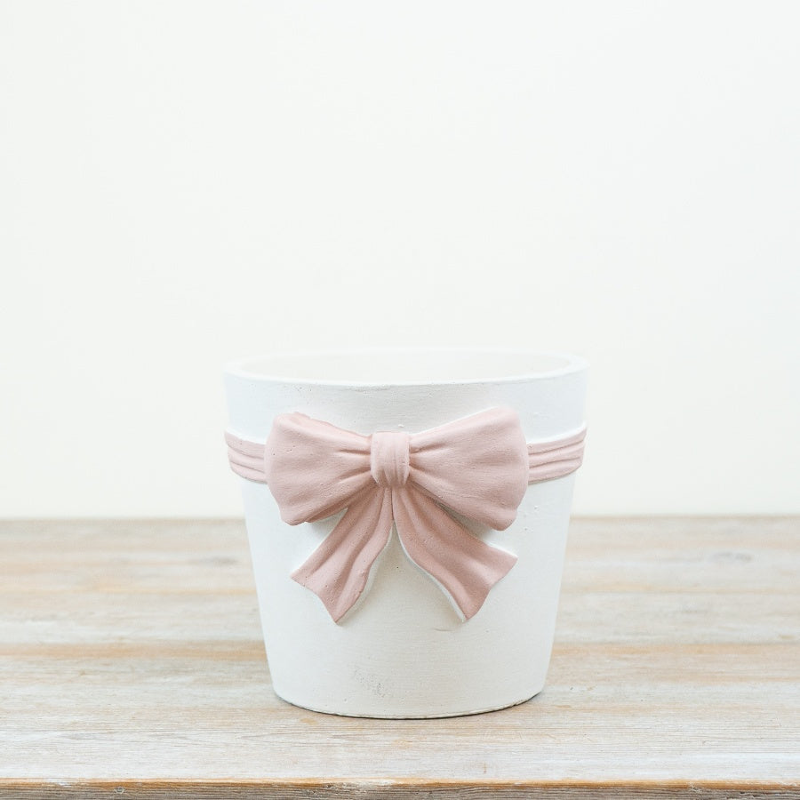Pink Bow Planter – 18cm Ceramic Decorative Plant Pot, Trendy Indoor & Outdoor Accent