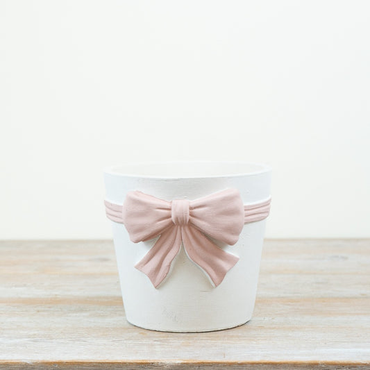 Pink Bow Planter – 18cm Ceramic Decorative Plant Pot, Trendy Indoor & Outdoor Accent