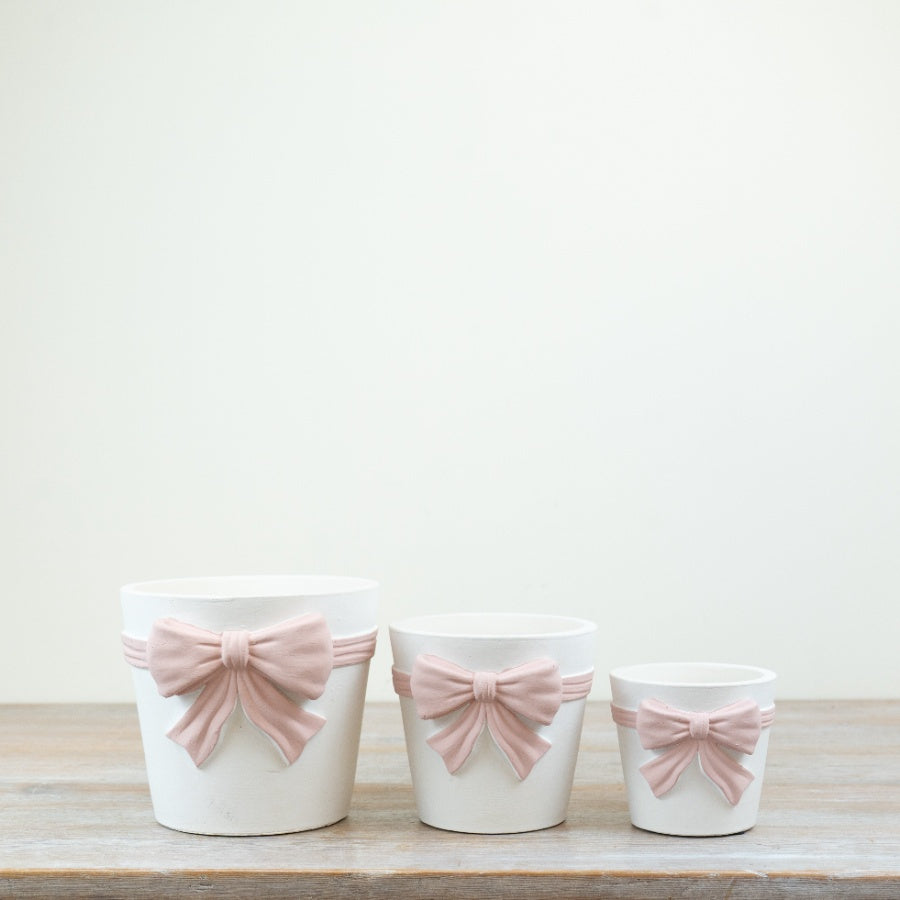 Pink Bow Planter – 18cm Ceramic Decorative Plant Pot, Trendy Indoor & Outdoor Accent
