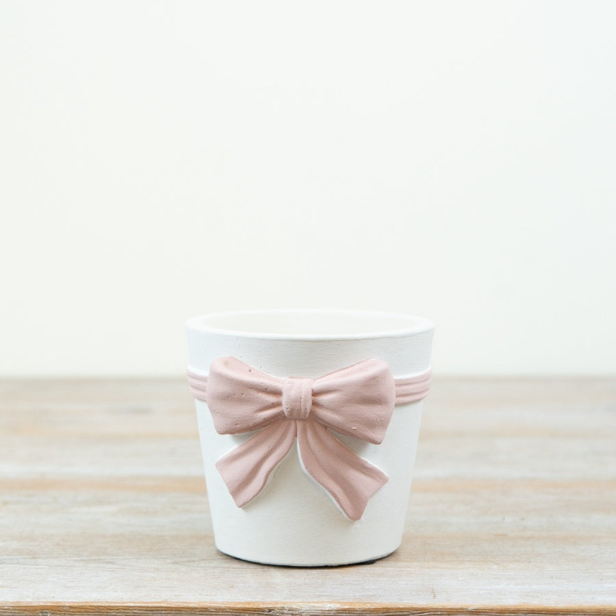 Pink Bow Planter – 11.5cm Ceramic Decorative Plant Pot, Trendy Indoor & Outdoor Accent
