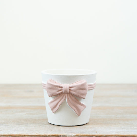 Pink Bow Planter – 11.5cm Ceramic Decorative Plant Pot, Trendy Indoor & Outdoor Accent