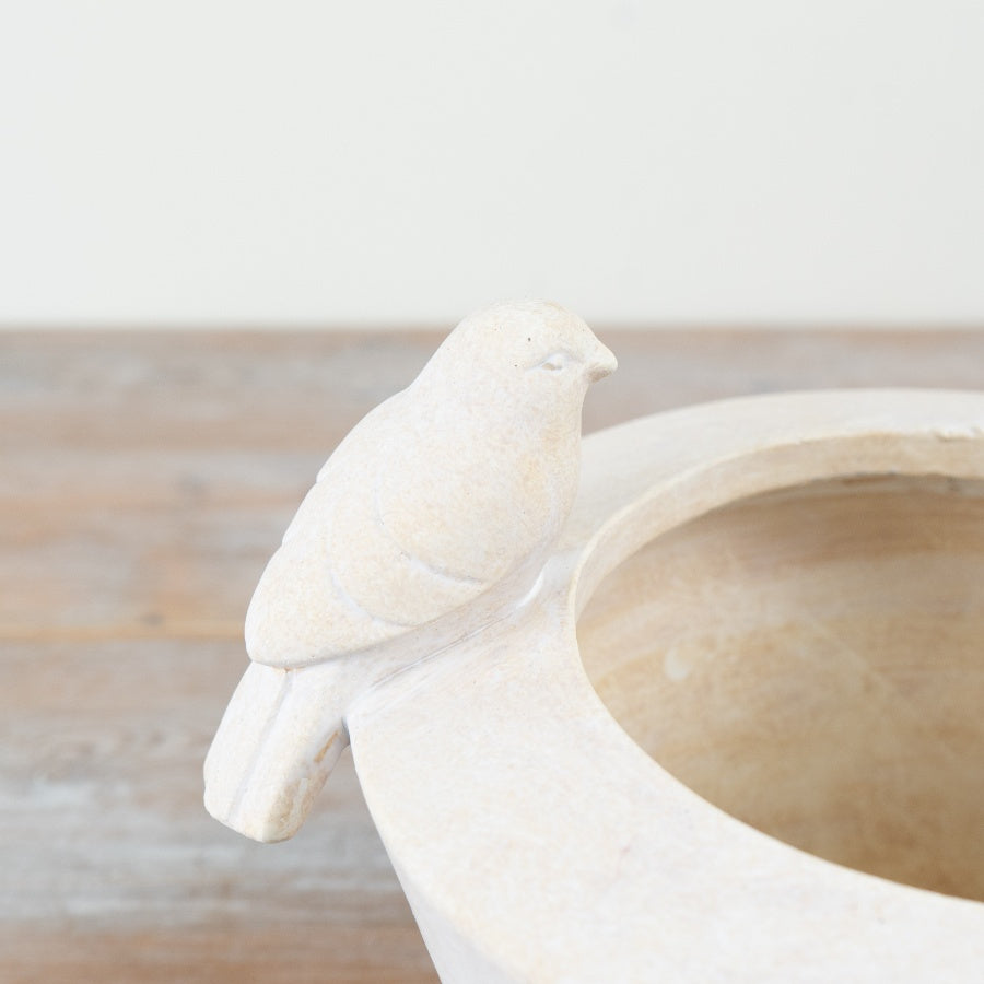 3D Bird Planter – 22.5cm White Round Pot with Perched Birds, Indoor & Outdoor Plant Holder