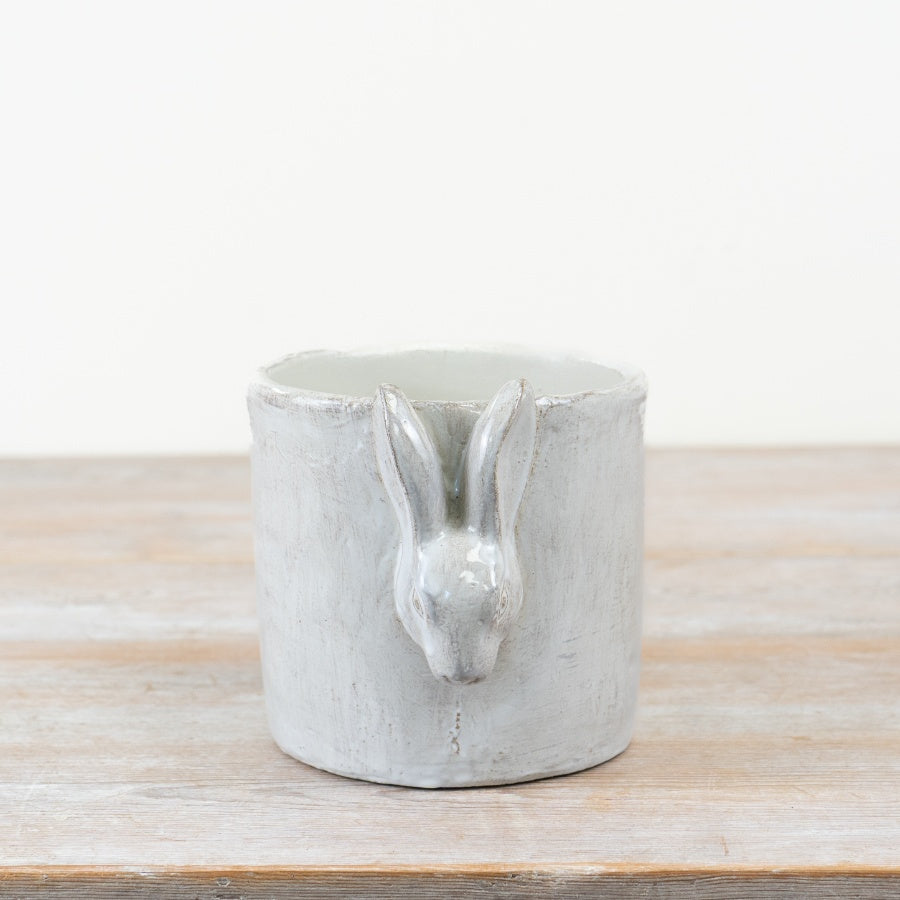 Planter with 3D Bunny – 16.5cm Easter Ceramic Plant Pot, Cute Rabbit Home Décor