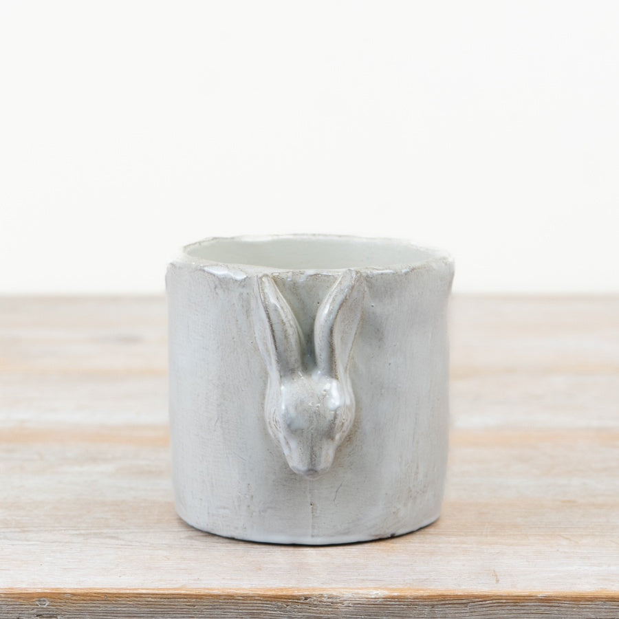 Planter with 3D Bunny – 12.5cm Easter Ceramic Plant Pot, Cute Rabbit Home Décor