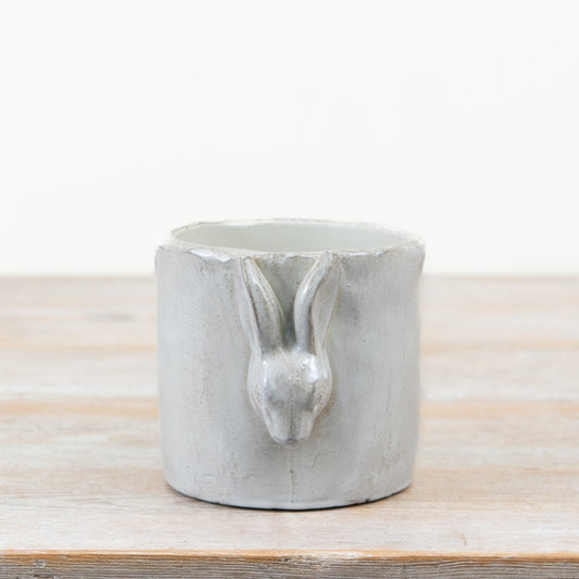 Planter with 3D Bunny – 12.5cm Easter Ceramic Plant Pot, Cute Rabbit Home Décor