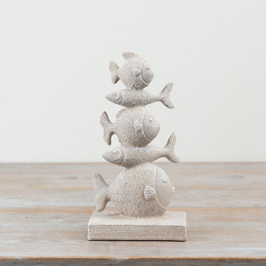 Tall Coastal Fish Ornament – 26cm Nautical Home Décor, Natural Tone Fish Sculpture