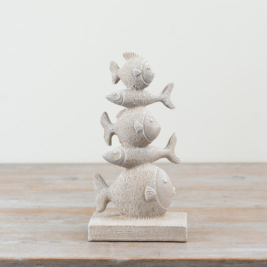 Tall Coastal Fish Ornament – 26cm Nautical Home Décor, Natural Tone Fish Sculpture