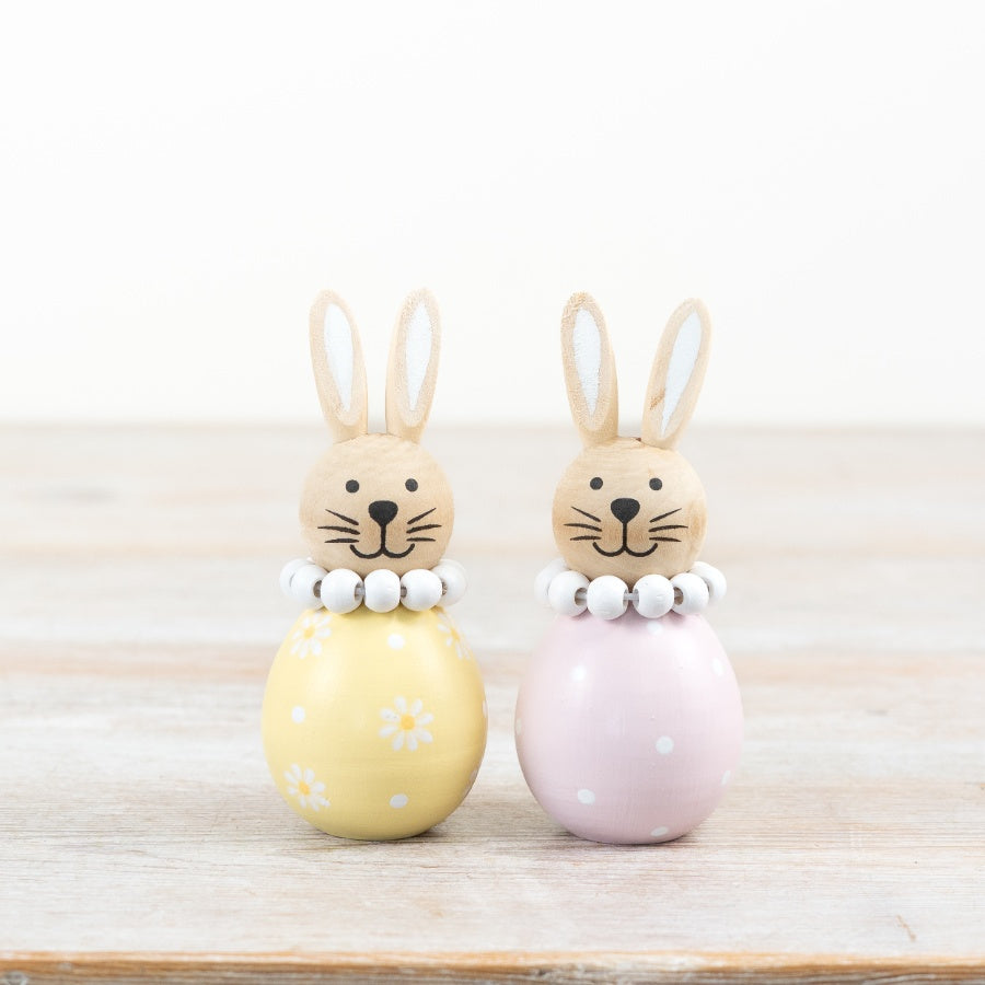 Yellow Flower Bunny Decoration 11cm – Resin Rabbit Ornament with Floral Detail, Spring Easter Home Decor Accent