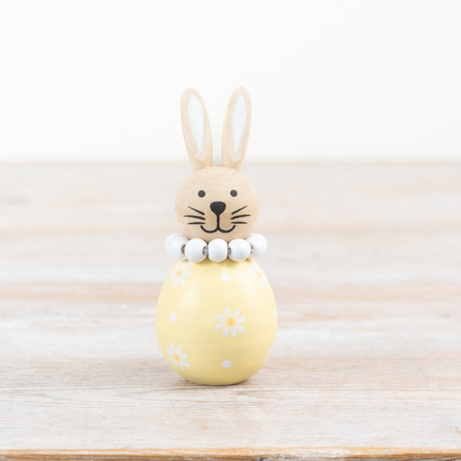 Yellow Flower Bunny Decoration 11cm – Resin Rabbit Ornament with Floral Detail, Spring Easter Home Decor Accent