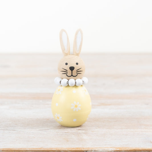 Yellow Flower Bunny Decoration 11cm – Resin Rabbit Ornament with Floral Detail, Spring Easter Home Decor Accent