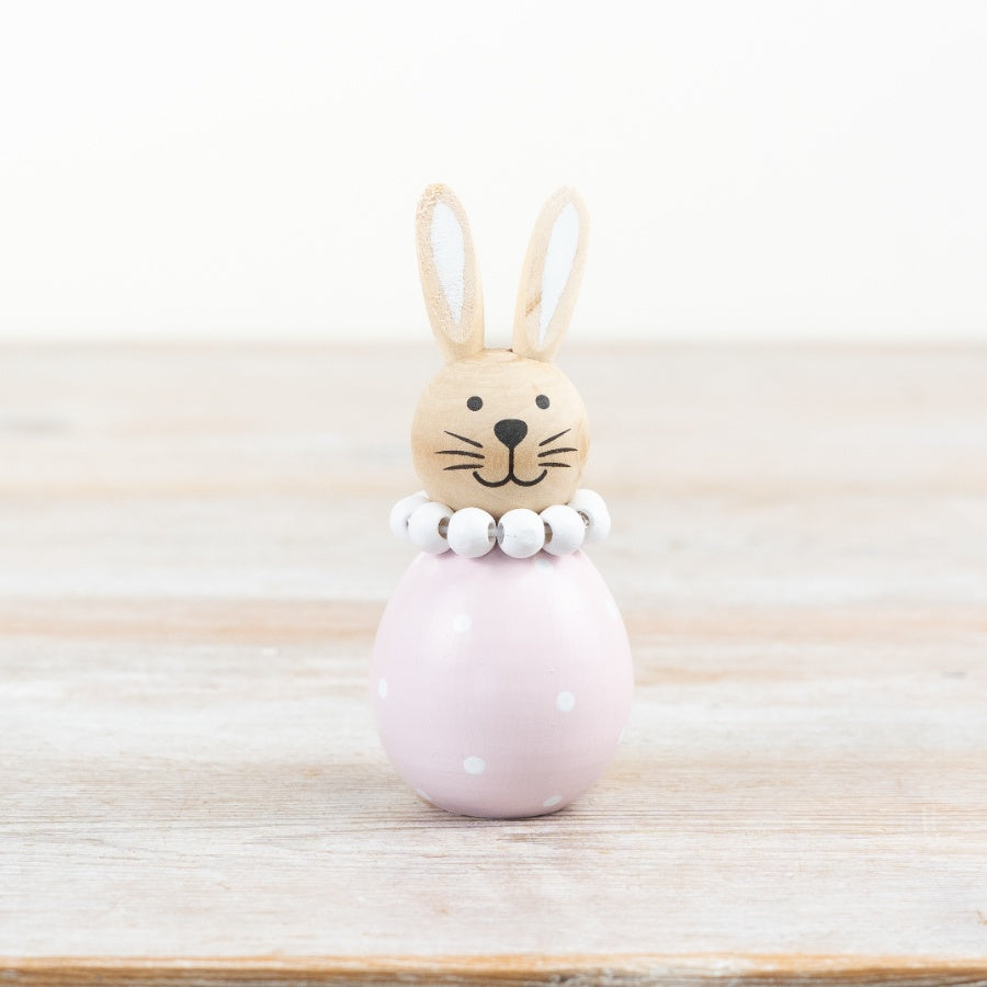 Pink Rabbit Decoration 11cm – Resin Bunny Ornament with Spotty Design, Cute Spring Easter Home Decor Accent