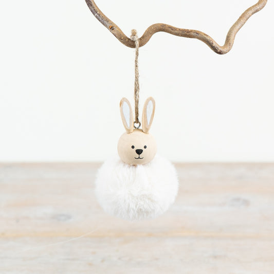 Hanging Rabbit Decoration 11cm – Faux Fur Bunny Ornament, Cute Spring Easter Home Decor Accent for Shelf or Display