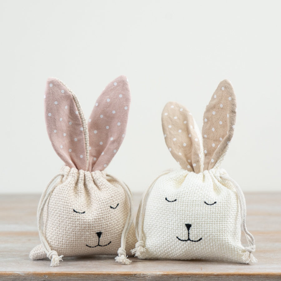 Hessian Bunny Drawstring Bag 19cm – Neutral Easter Treat Sack, Rustic Gift Pouch for Chocolates & Spring Decor