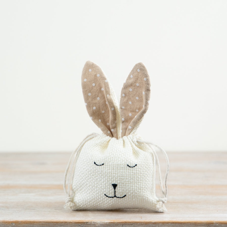 Hessian Bunny Drawstring Bag 19cm – Neutral Easter Treat Sack, Rustic Gift Pouch for Chocolates & Spring Decor