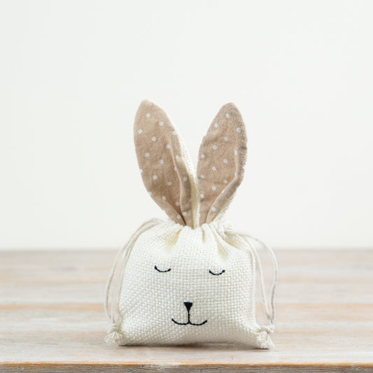 Hessian Bunny Drawstring Bag 19cm – Neutral Easter Treat Sack, Rustic Gift Pouch for Chocolates & Spring Decor