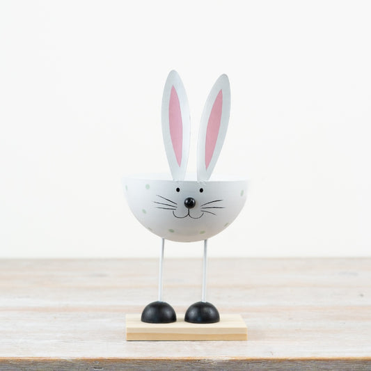 Rabbit Head on Wooden Mount 24cm – Bunny Face Ornament on Stand, Rustic Easter Spring Home Decor Accent