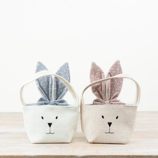 Bunny Ears Fabric Gift Bag 23cm – Easter Treat Bag with Pink Spotty Ears, Cute Spring Storage for Gifts & Eggs