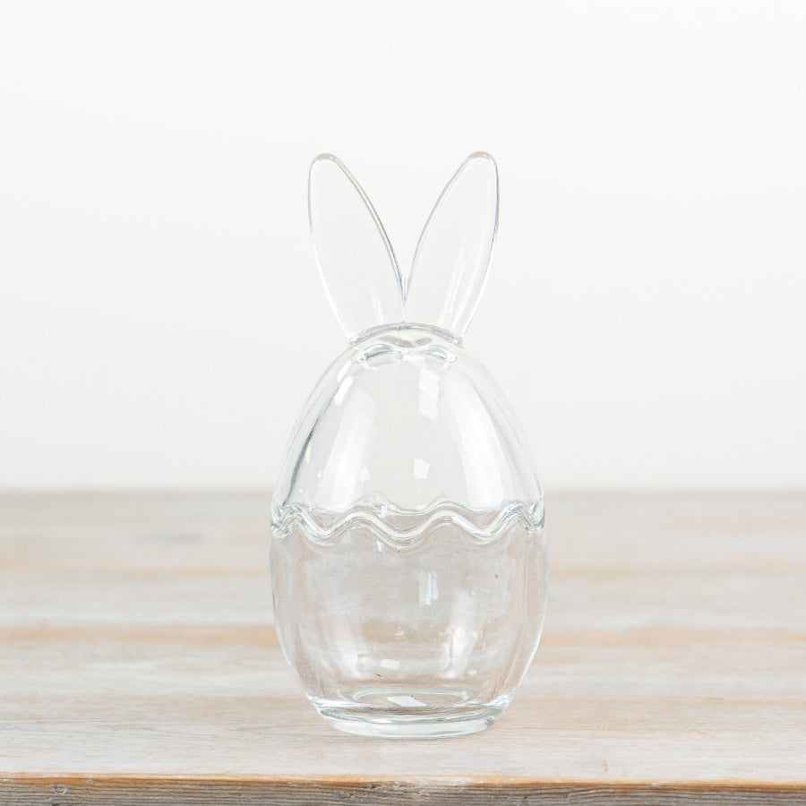 Glass Bunny Ears Storage Jar 16.5cm – Easter Treat Pot with Lid, Cute Sweet Jar for Chocolate & Spring Table Decor