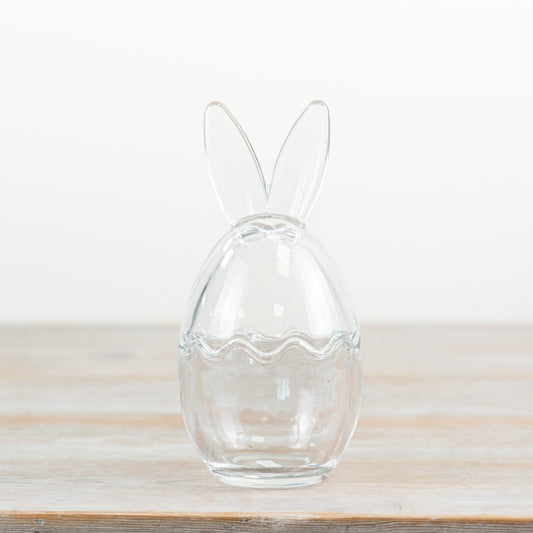 Glass Bunny Ears Storage Jar 16.5cm – Easter Treat Pot with Lid, Cute Sweet Jar for Chocolate & Spring Table Decor